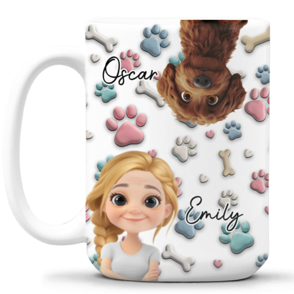 Dog And Human Cartoon - Personalized Custom Coffee Mug