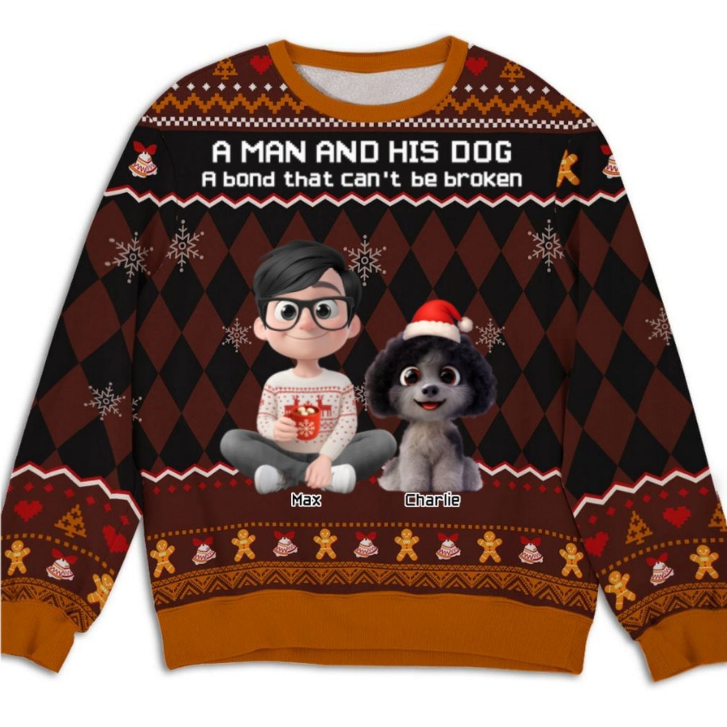 Just A Man Who Loves His Dog Christmas - Personalized Custom All-Over-Print Sweatshirt