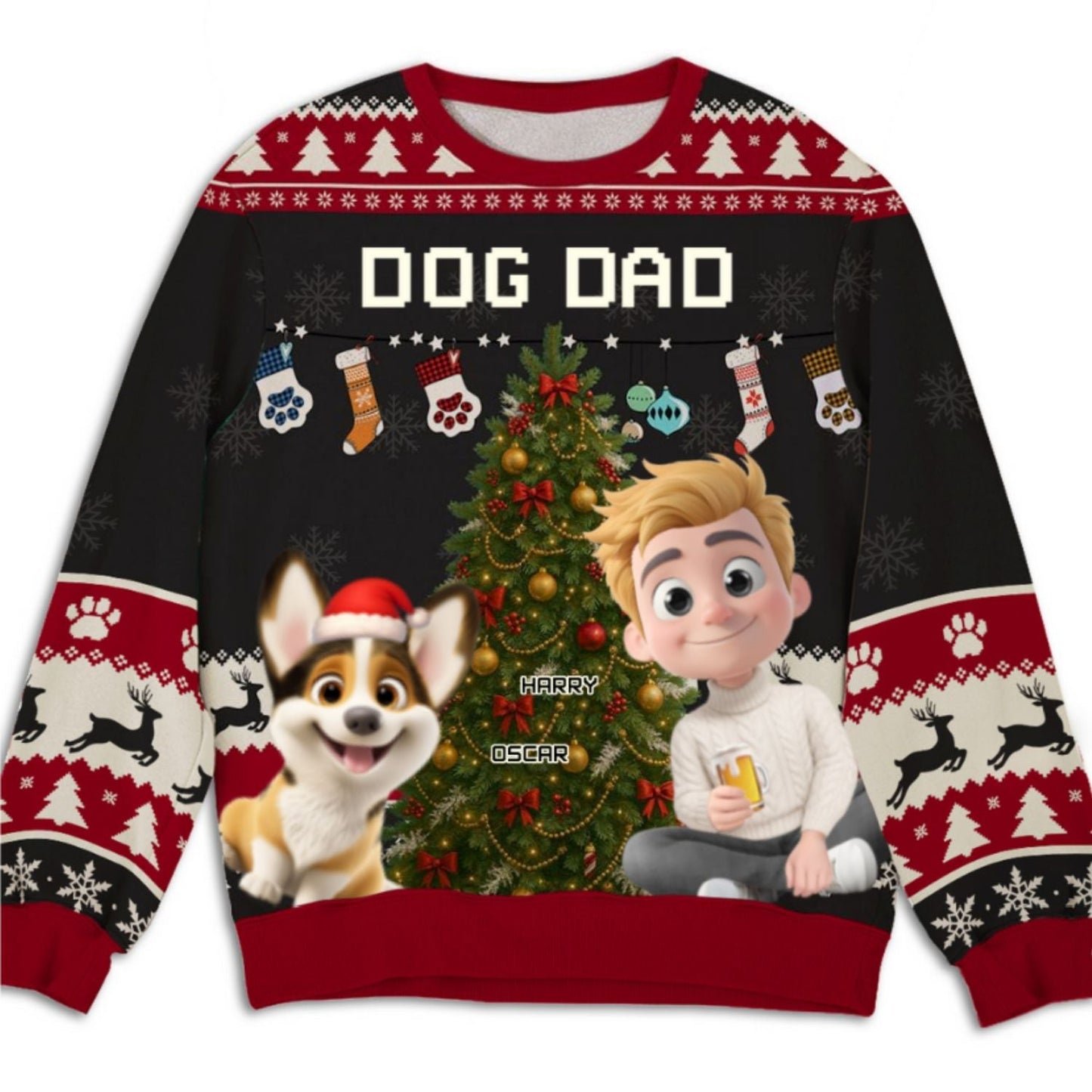 Dog Mom Dad This Pawliday - Personalized Custom All-Over-Print Sweatshirt