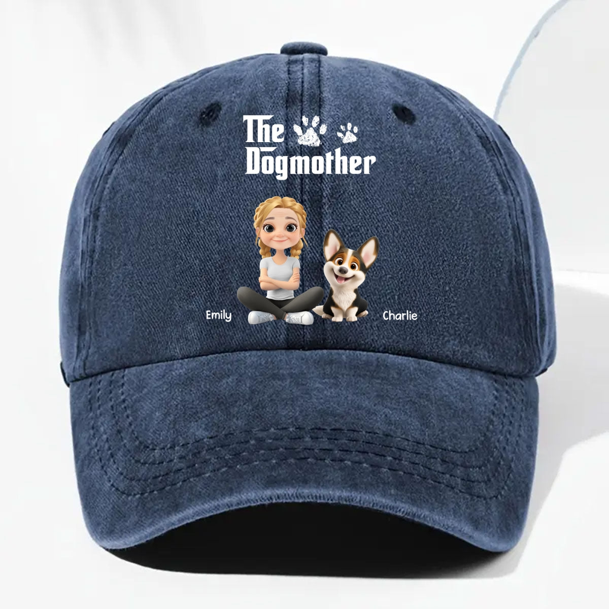 Cool Dog Mother - Personalized Custom Vintage Washed Denim Cap