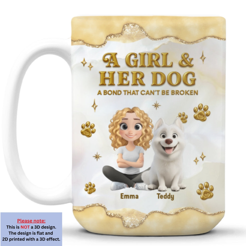 Girl And Dog Yellow - Personalized Custom 3D Effect Mug