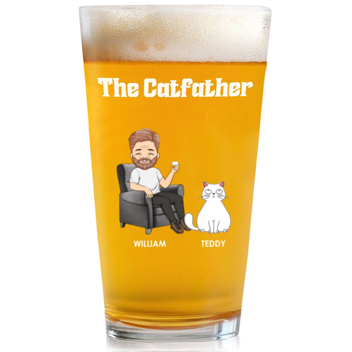 The Catfather - Personalized Custom Beer Glass