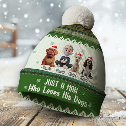 Just A Girl And Her Lovely Dogs - Personalized Custom Bobble Beanie Hat