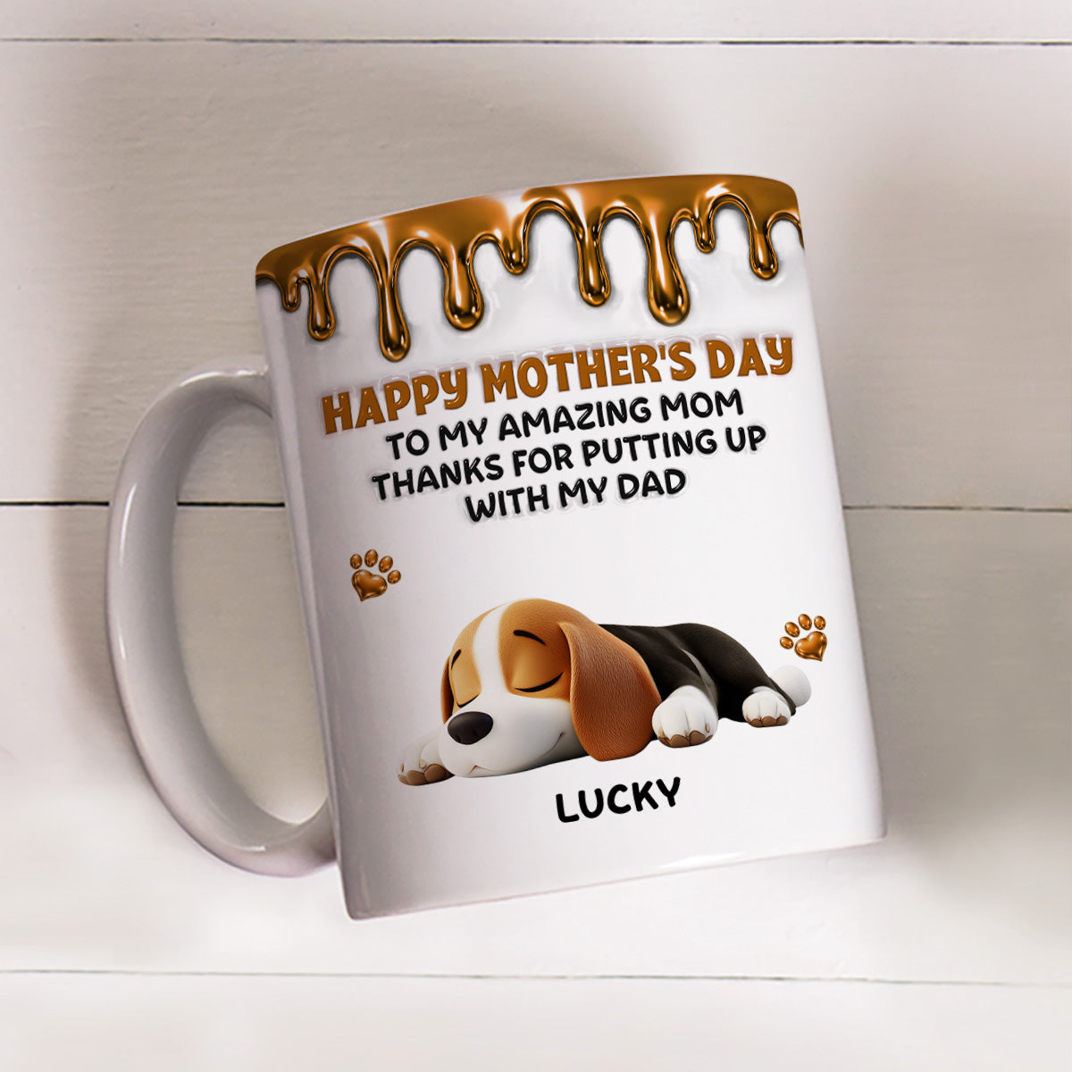 Wonderful Time Beside Dog Mom - Personalized Custom 3D Effect Coffee Mug