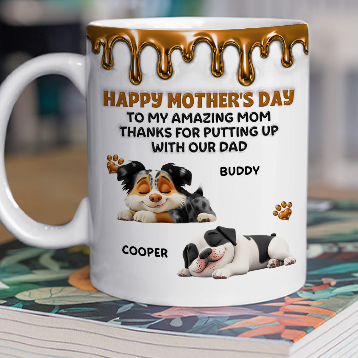 Wonderful Time Beside Dog Mom - Personalized Custom 3D Effect Coffee Mug