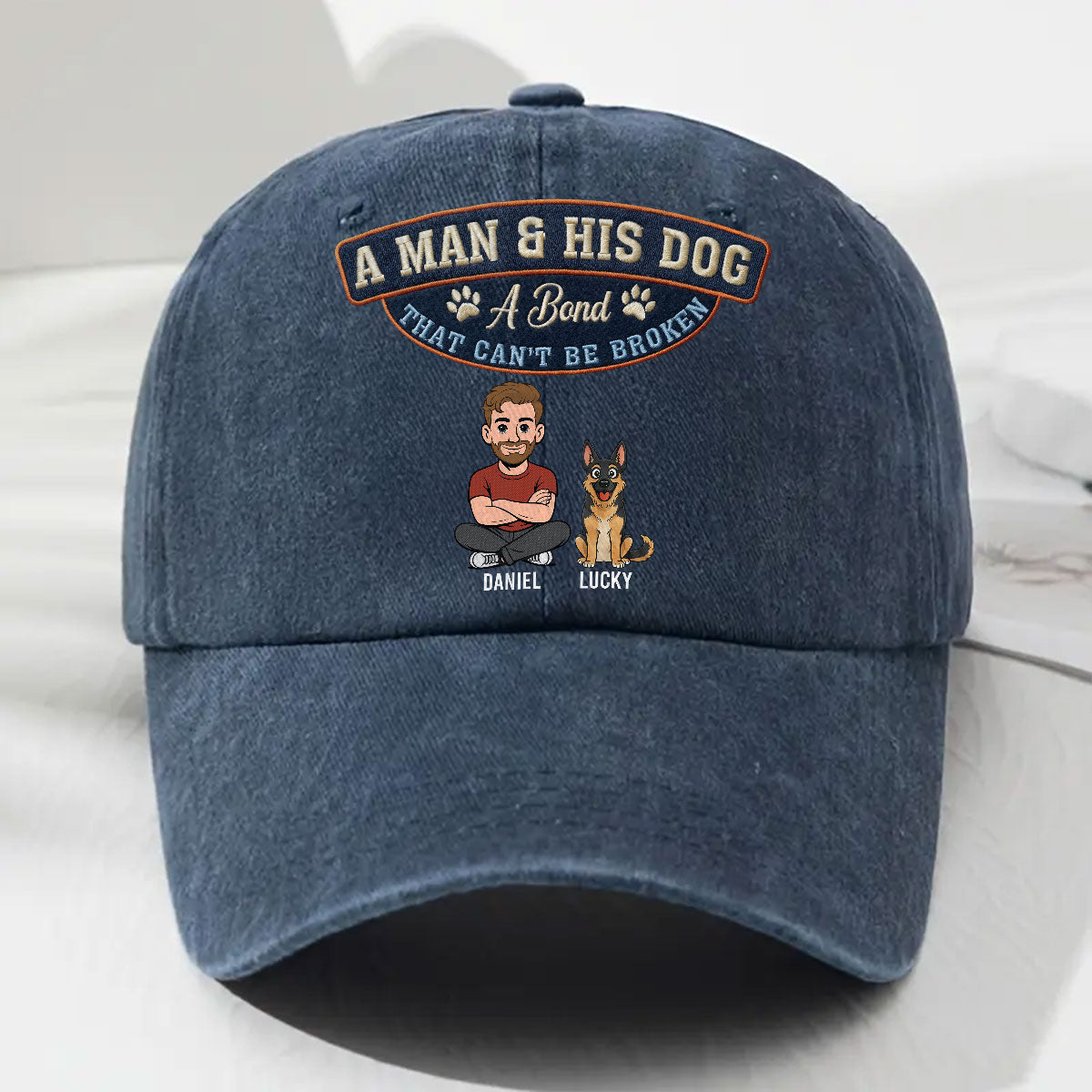 Forever My Dog - Personalized Custom Vintage Washed Denim Cap