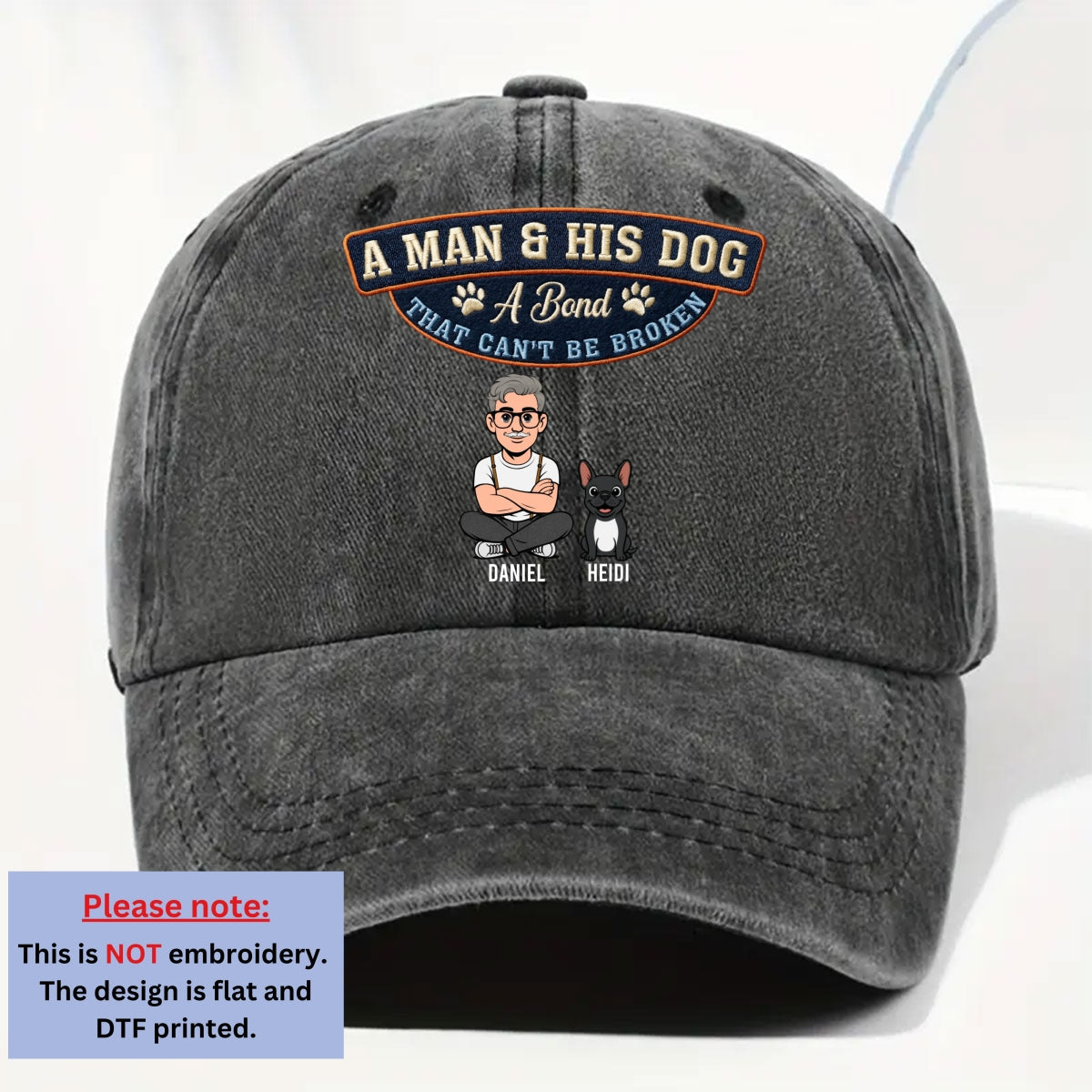 Forever My Dog - Personalized Custom Vintage Washed Denim Cap