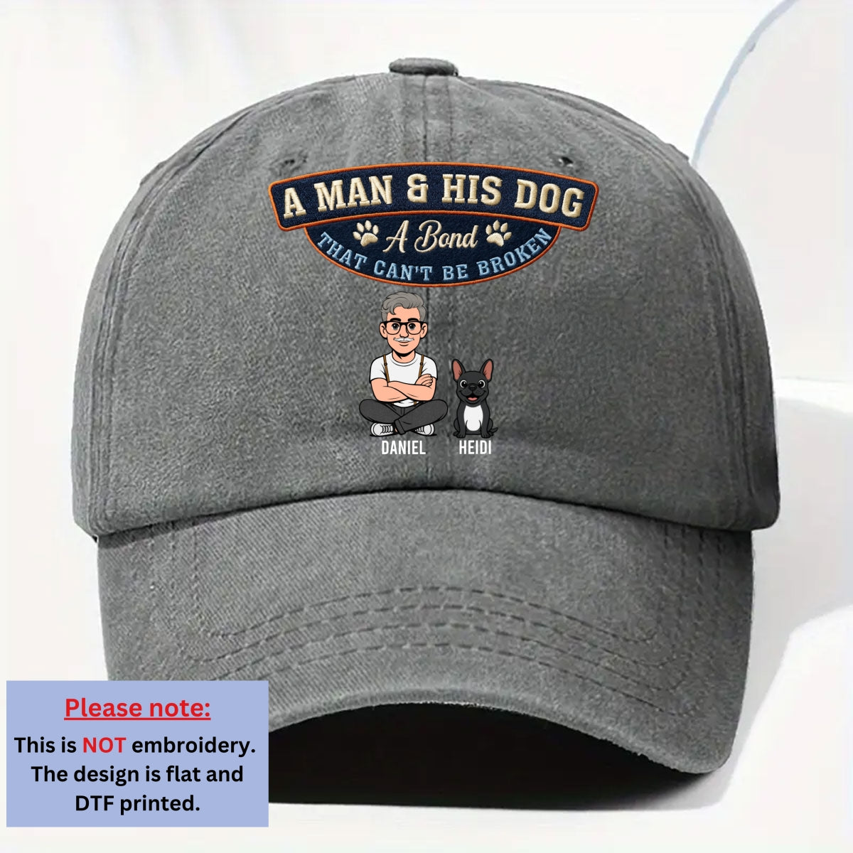 Forever My Dog - Personalized Custom Vintage Washed Denim Cap