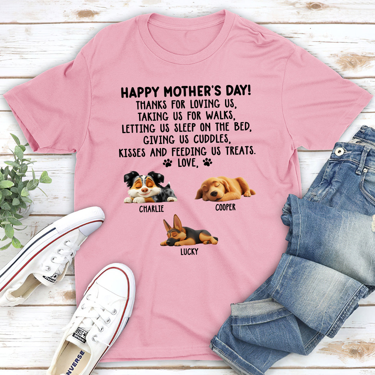 Thanks For Loving Me Mom - Personalized Custom Unisex T-Shirt