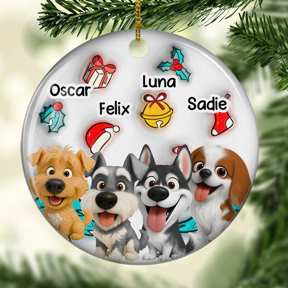 Santa Is Coming - Personalized Custom 3D Inflated Effect Ceramic Ornament