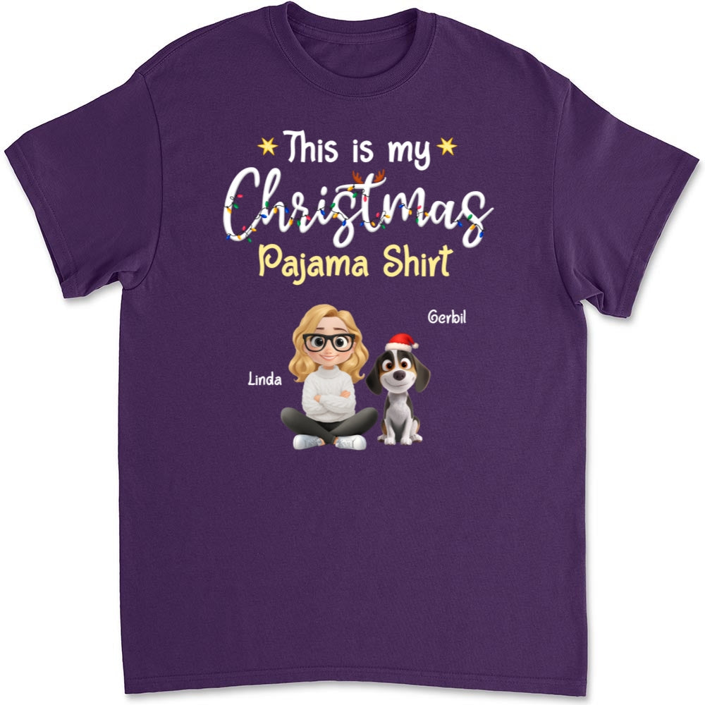 Pawjama Shirt Cartoon Christmas - Personalized Custom Unisex T-shirt