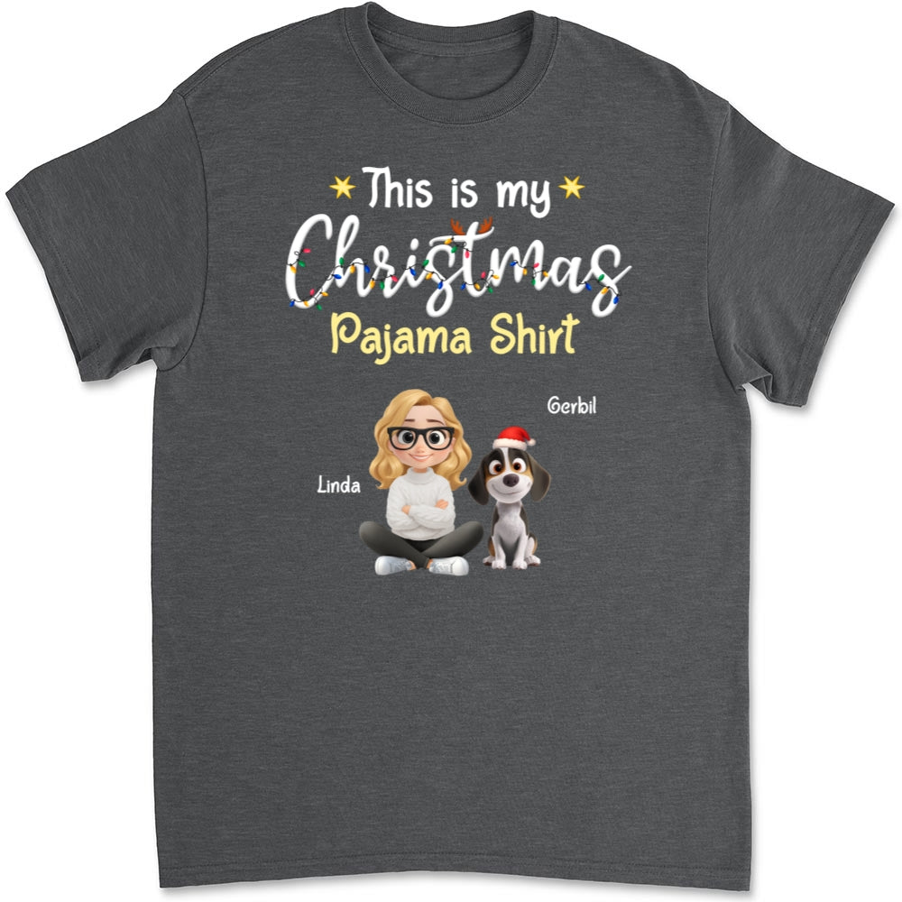 Pawjama Shirt Cartoon Christmas - Personalized Custom Unisex T-shirt