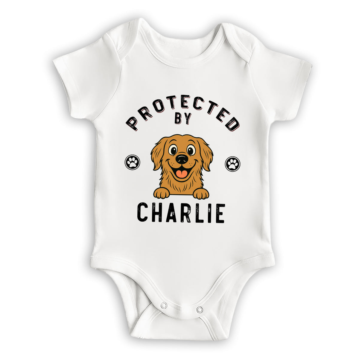 Protected By Dog Retro - Personalized Custom Baby Onesie