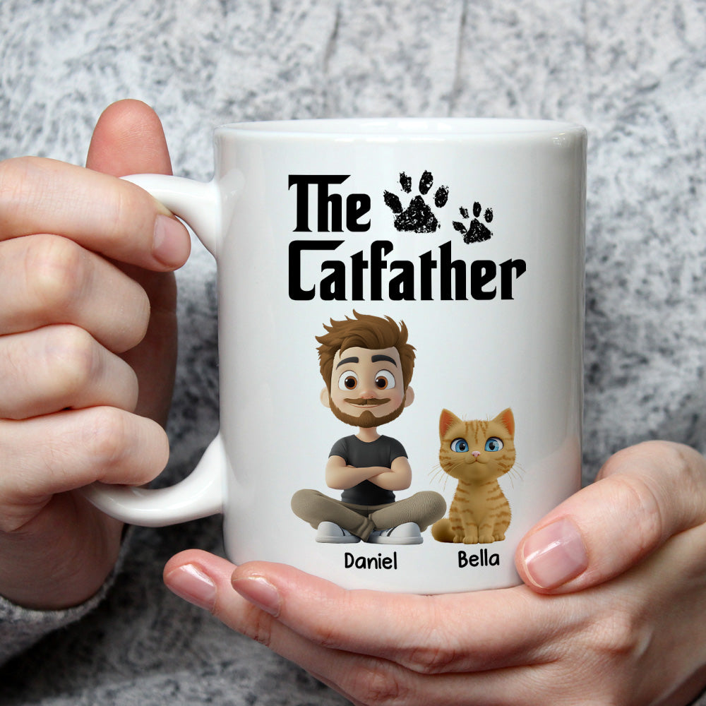 White Cool Cat Father - Personalized Custom Coffee Mug