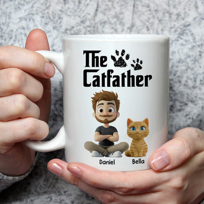White Cool Cat Father - Personalized Custom Coffee Mug