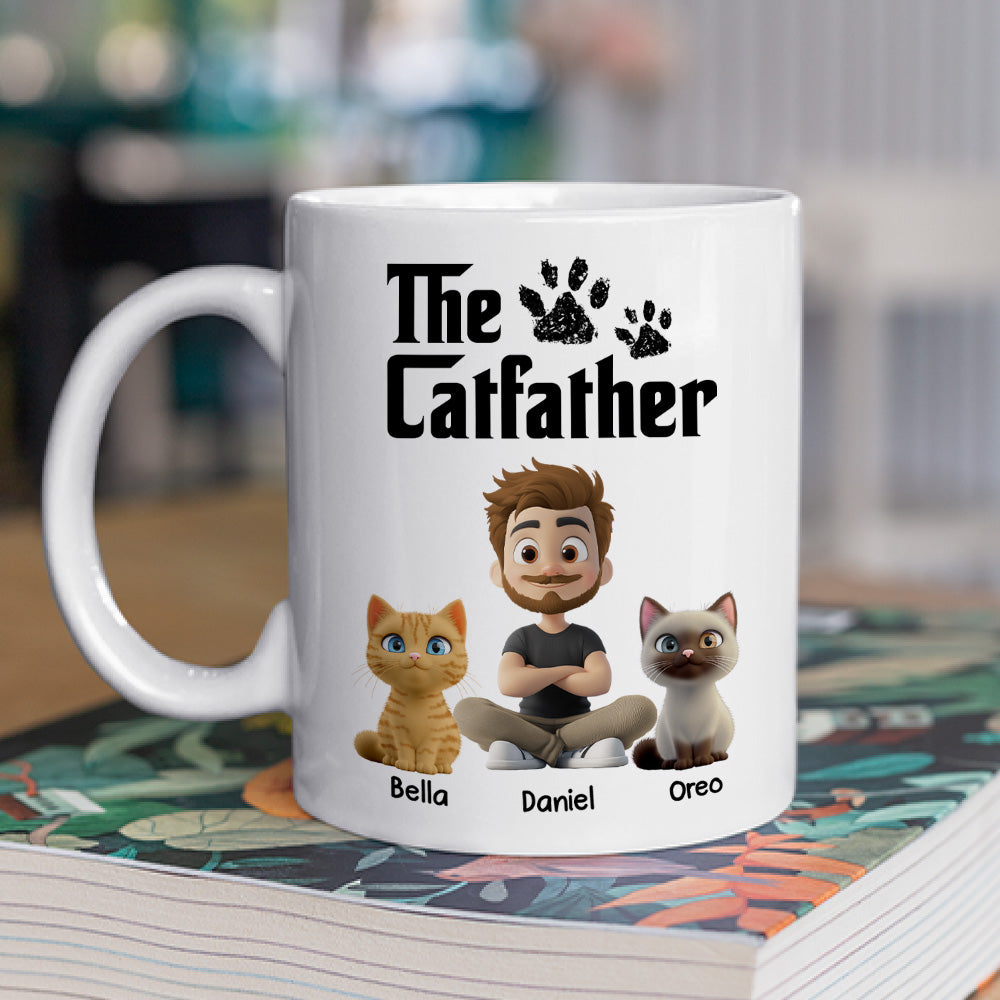 White Cool Cat Father - Personalized Custom Coffee Mug
