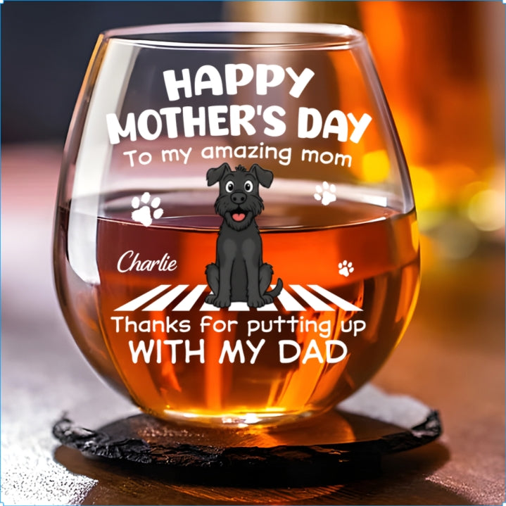 Putting Up With Funny Mom - Personalized Custom Wine Glass
