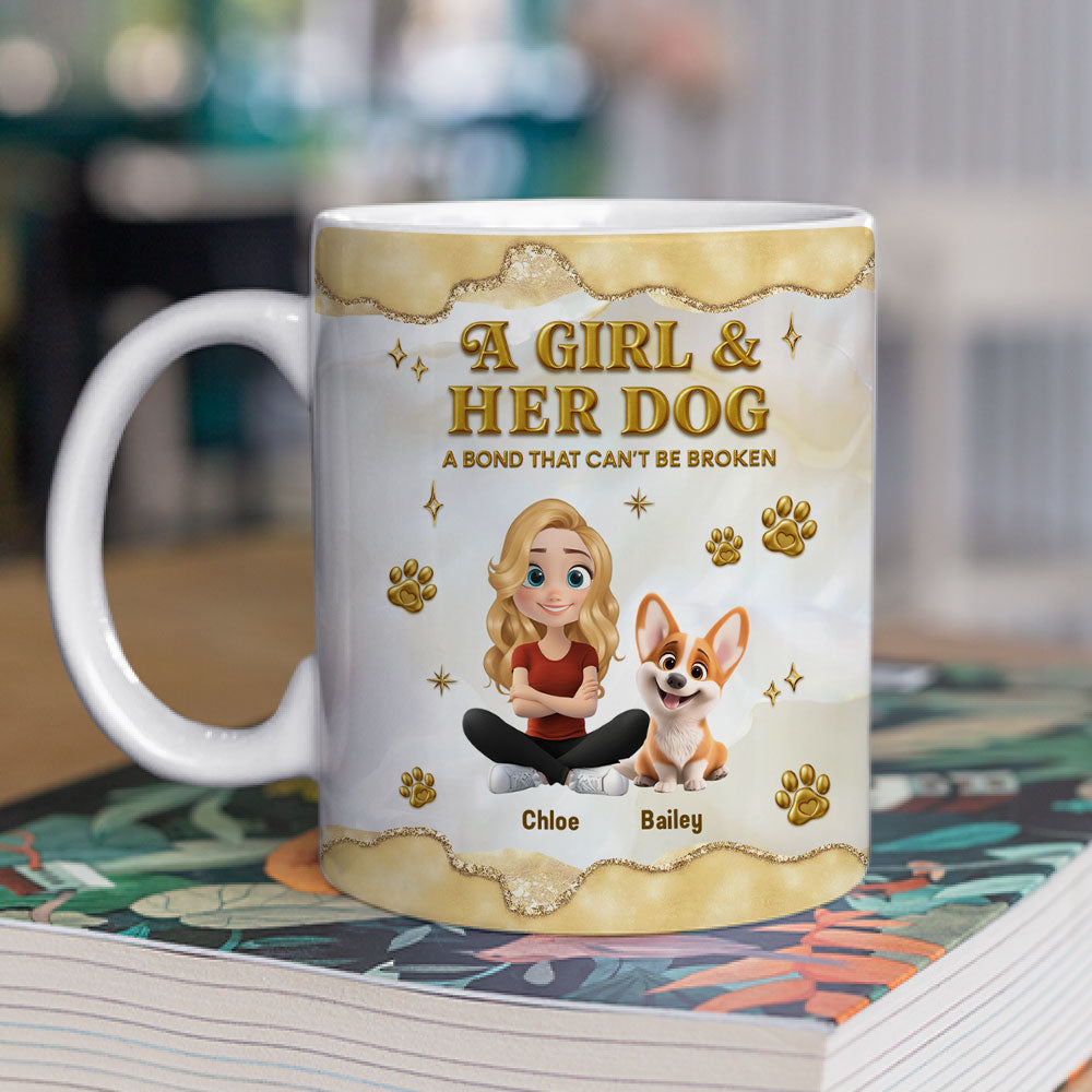 Girl And Dog Yellow - Personalized Custom 3D Effect Mug