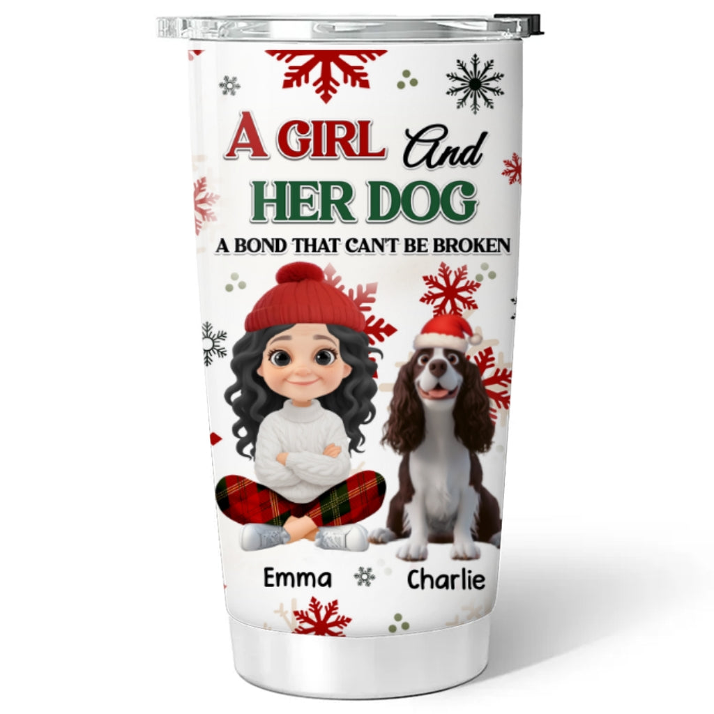 A Girl And Her Dog Love Christmas - Personalized Custom Tumbler