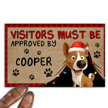 Approved By Dog Cartoon Christmas - Personalized Custom Doormat