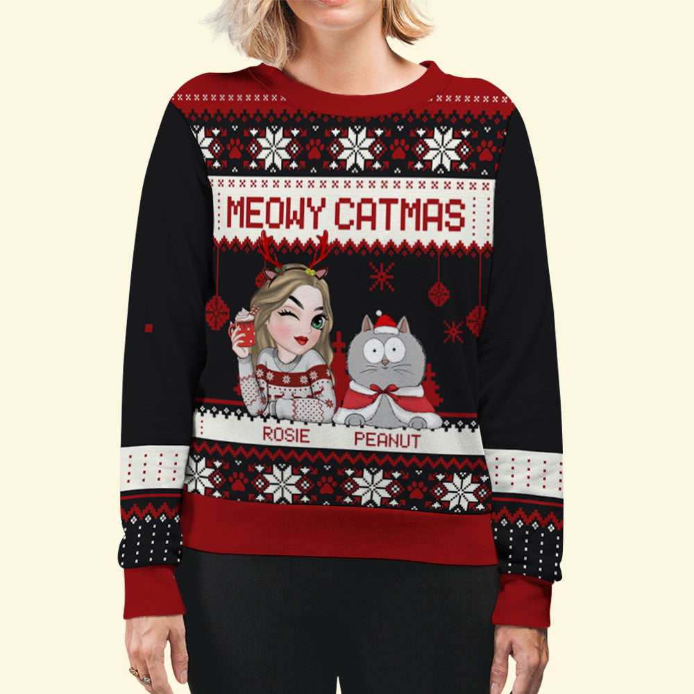 Merry Catmas - Personalized Custom All-Over-Print Sweatshirt