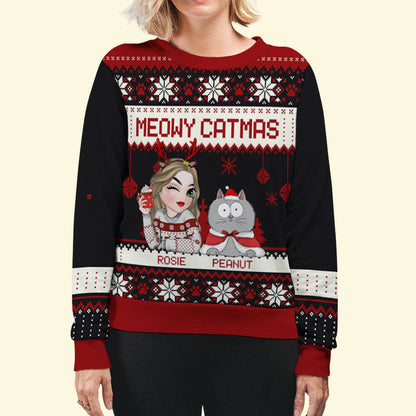 Merry Catmas - Personalized Custom All-Over-Print Sweatshirt