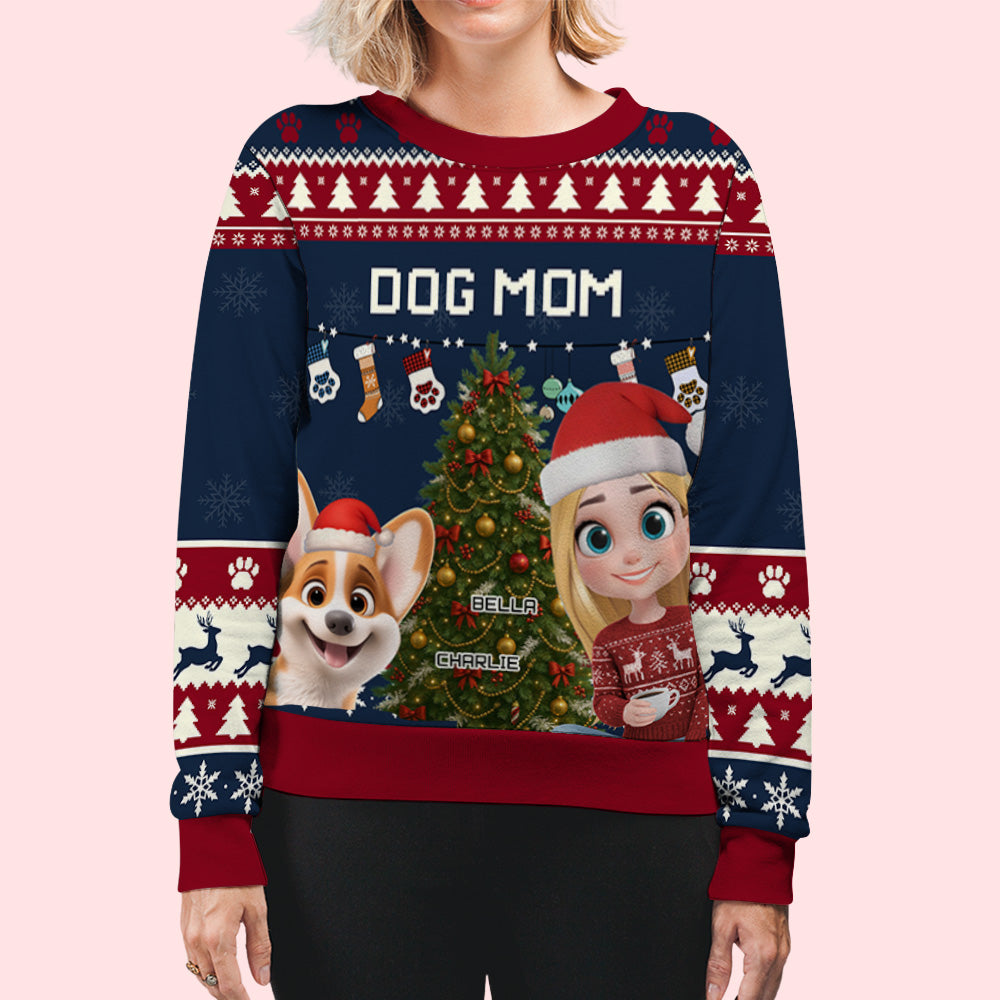 Dog Mom Dad This Pawliday - Personalized Custom All-Over-Print Sweatshirt
