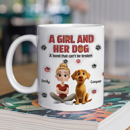 A Girl And Her Dog Version 2 - Personalized Custom 3D Inflated Effect Mug
