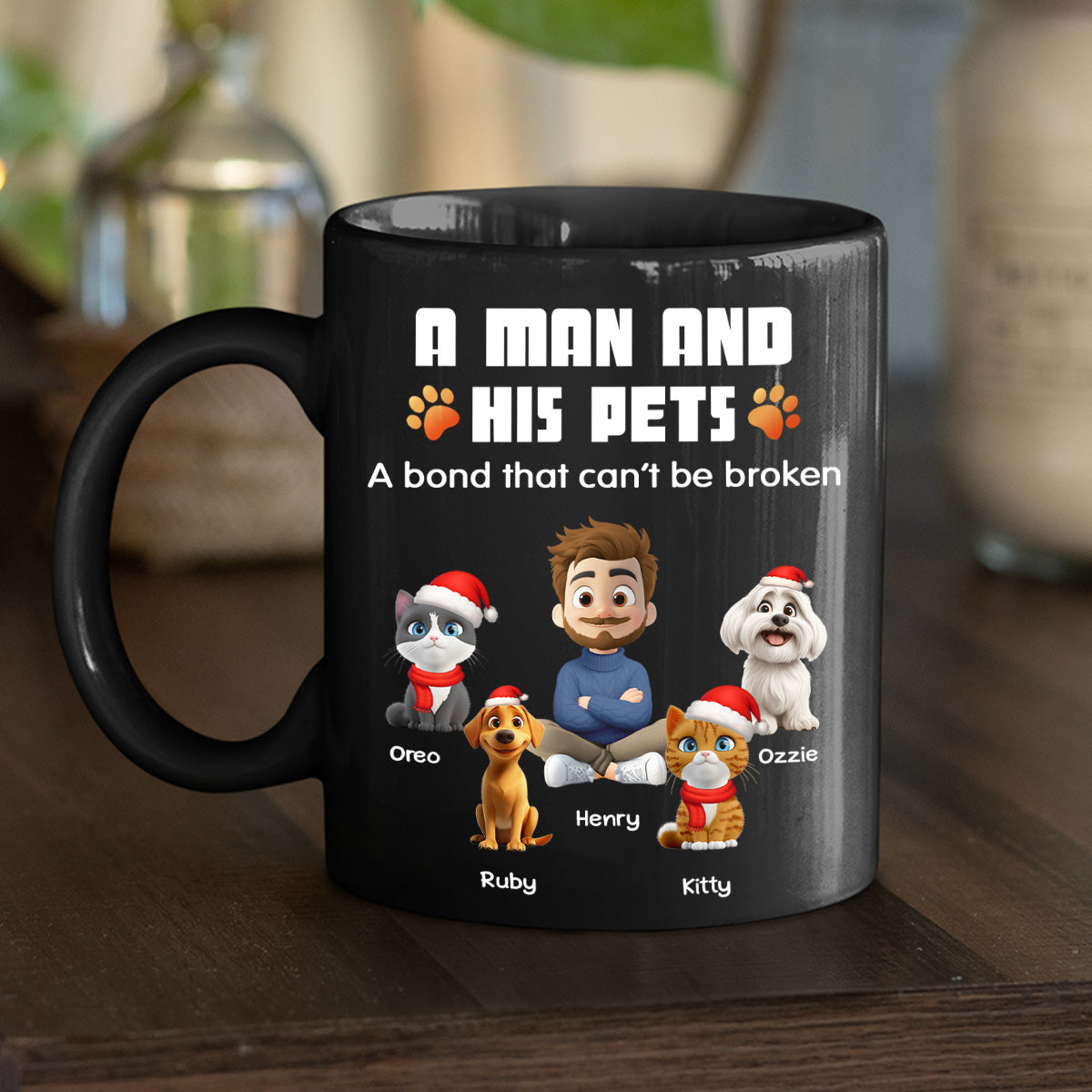 Human And Their Pet Cartoon Christmas - Personalized Custom Coffee Mug
