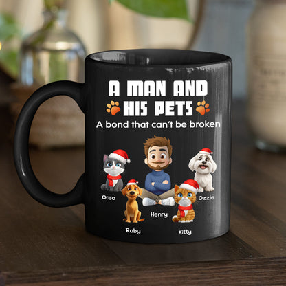 Human And Their Pet Cartoon Christmas - Personalized Custom Coffee Mug