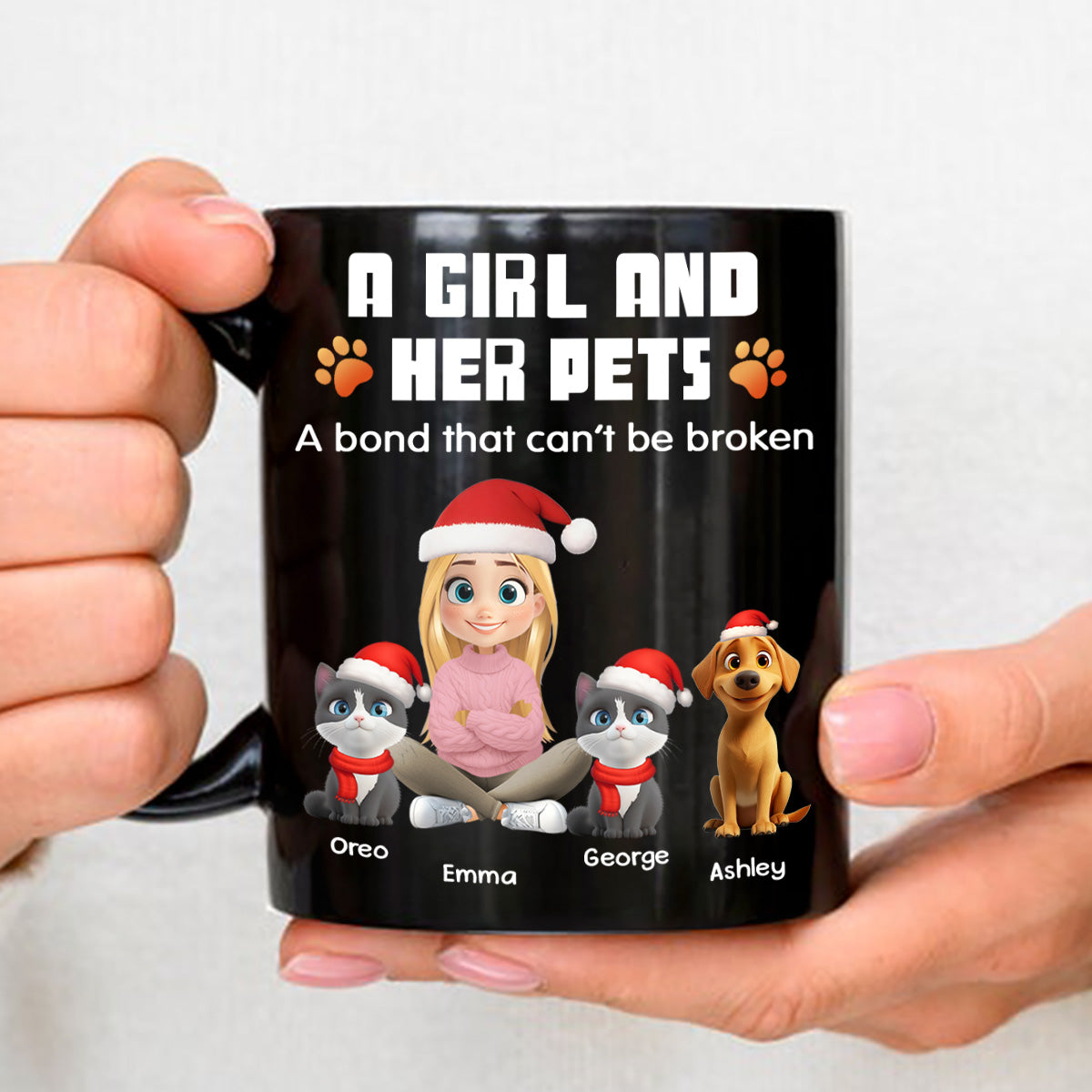 Human And Their Pet Cartoon Christmas - Personalized Custom Coffee Mug
