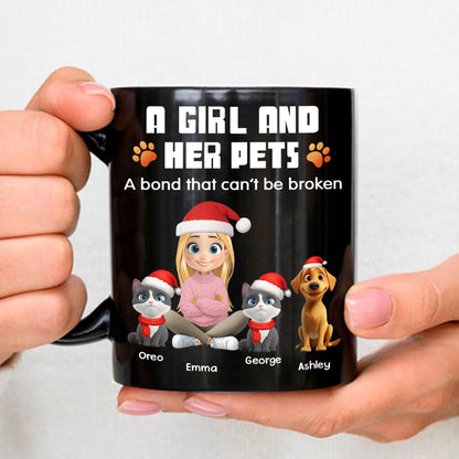 Human And Their Pet Cartoon Christmas - Personalized Custom Coffee Mug