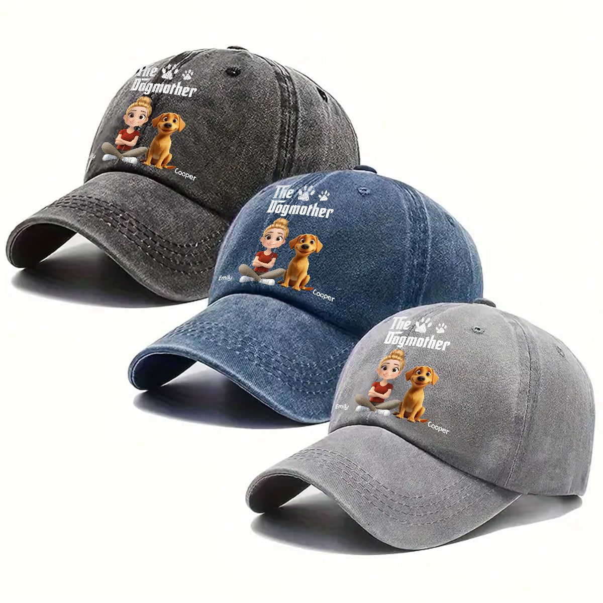 Cool Dog Mother - Personalized Custom Vintage Washed Denim Cap