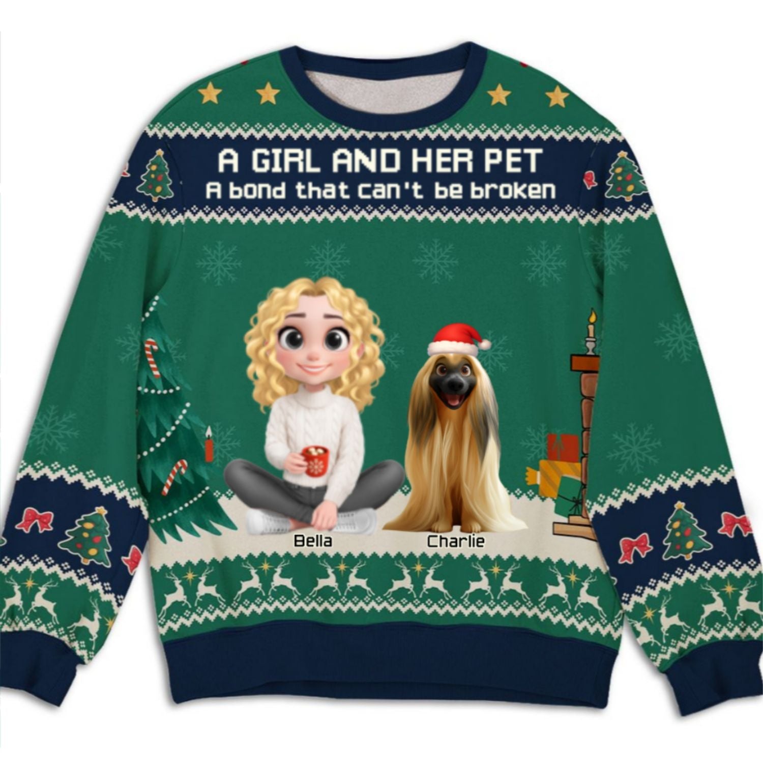 A Girl And Her Pet Christmas - Personalized Custom All-Over-Print Sweatshirt