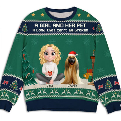 A Girl And Her Pet Christmas - Personalized Custom All-Over-Print Sweatshirt