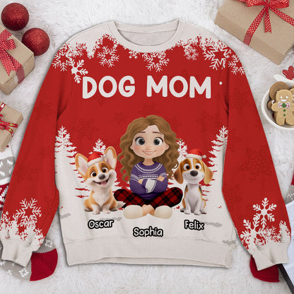 Christmas 2025 Dog Mom - Personalized Custom All-Over-Print Sweatshirt