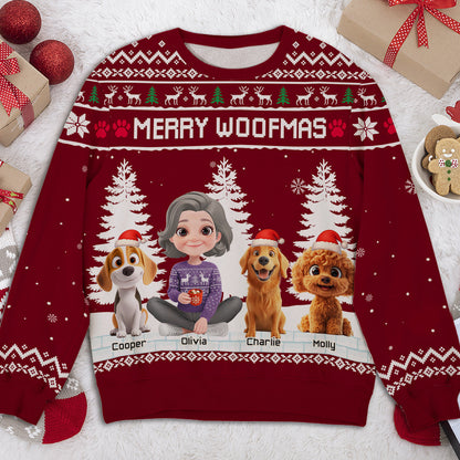 Merry Woofmas To My Mom Dad Cartoon - Personalized Custom All-Over-Print Sweatshirt