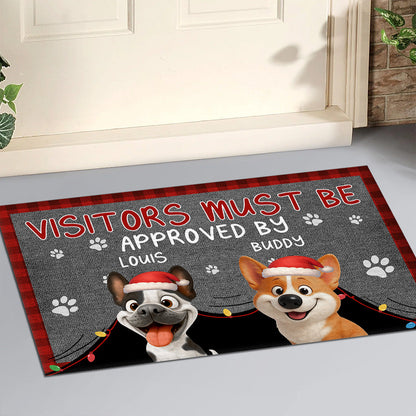 Approved By Dog Cartoon Christmas - Personalized Custom Doormat