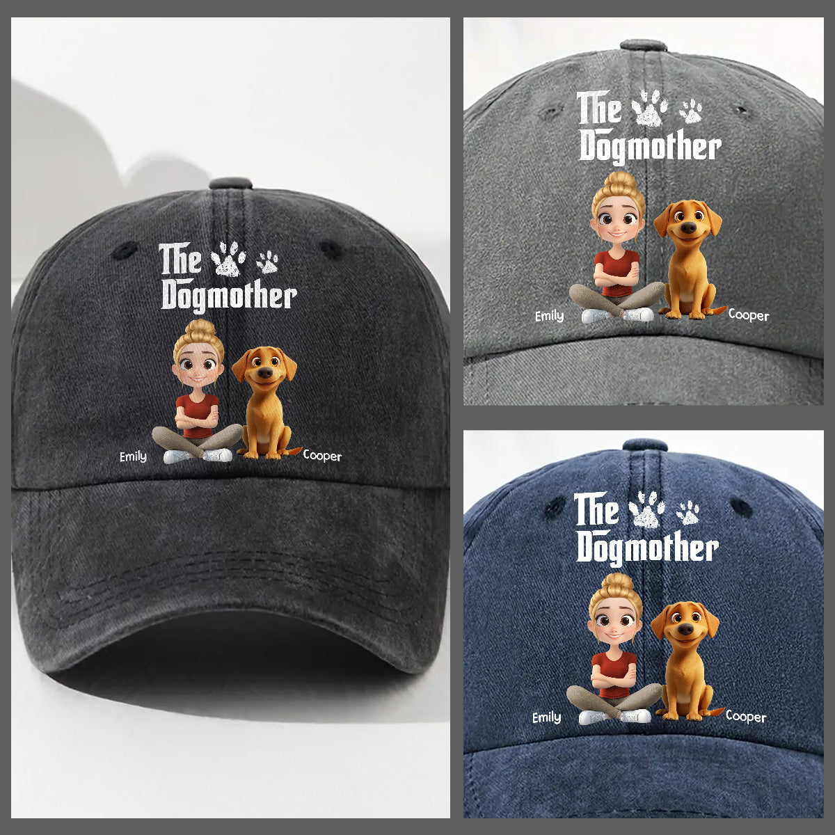 Cool Dog Mother - Personalized Custom Vintage Washed Denim Cap