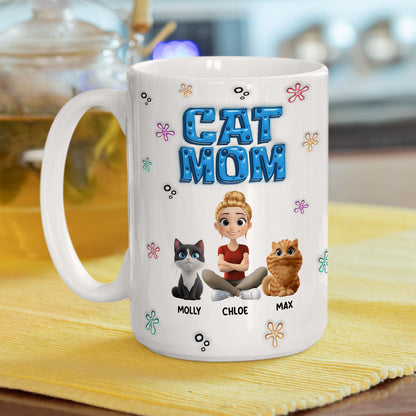 Sponge Cat Mom - Personalized Custom 3D Inflated Effect Mug