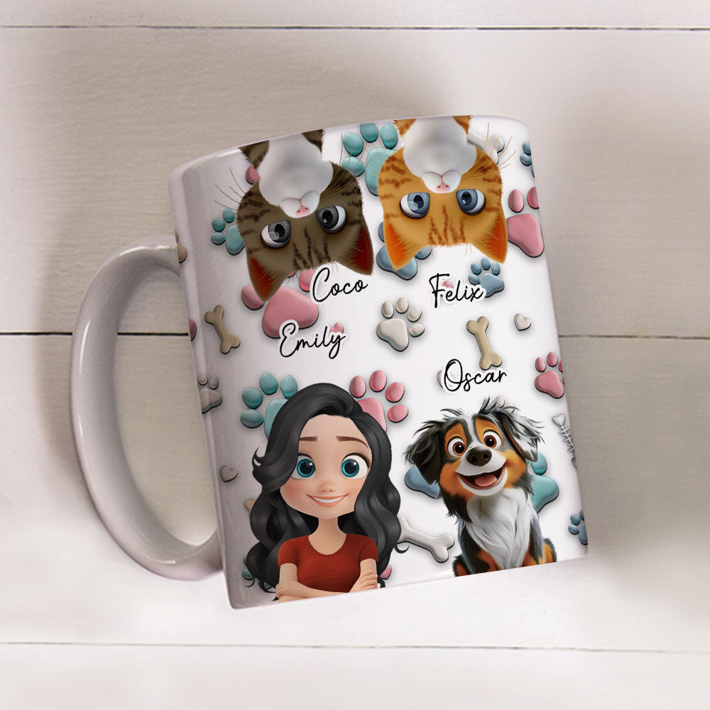 Pet And Human Cartoon - Personalized Custom Coffee Mug
