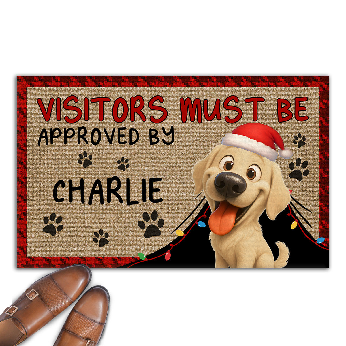 Approved By Dog Cartoon Christmas - Personalized Custom Doormat