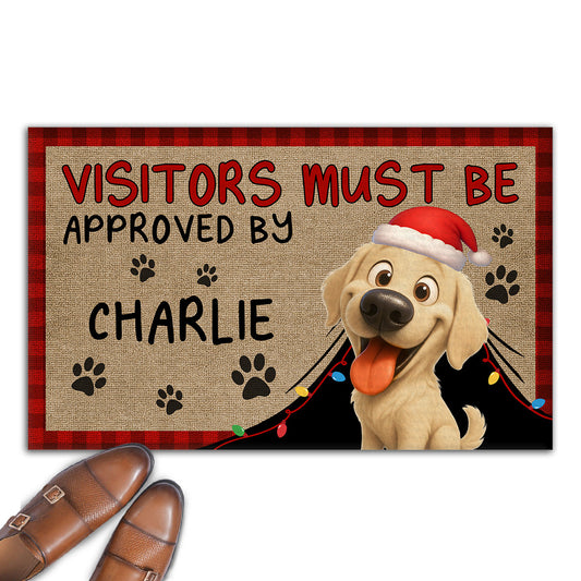 Approved By Dog Cartoon Christmas - Personalized Custom Doormat