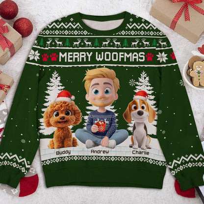 Merry Woofmas To My Mom Dad Cartoon - Personalized Custom All-Over-Print Sweatshirt