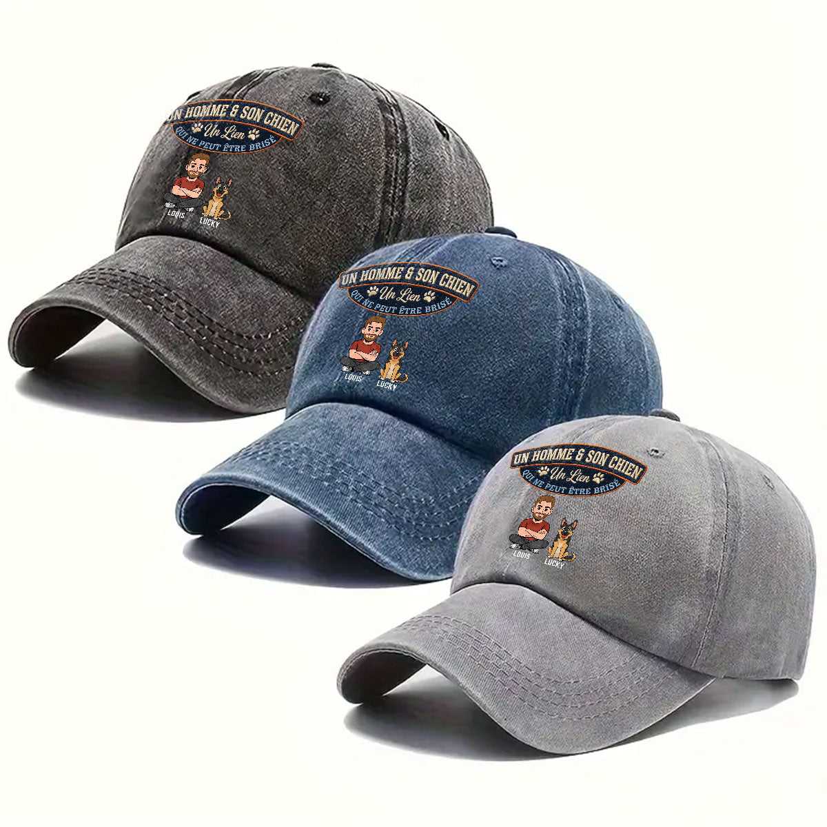 Pour Toujours Mon Chien - Casquette En Denim Vintage Délavé Personnalisée