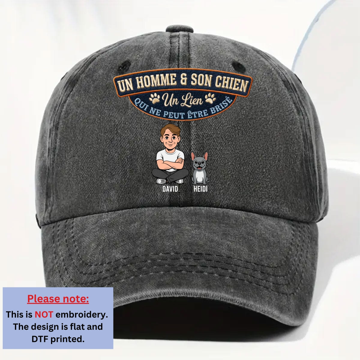 Pour Toujours Mon Chien - Casquette En Denim Vintage Délavé Personnalisée