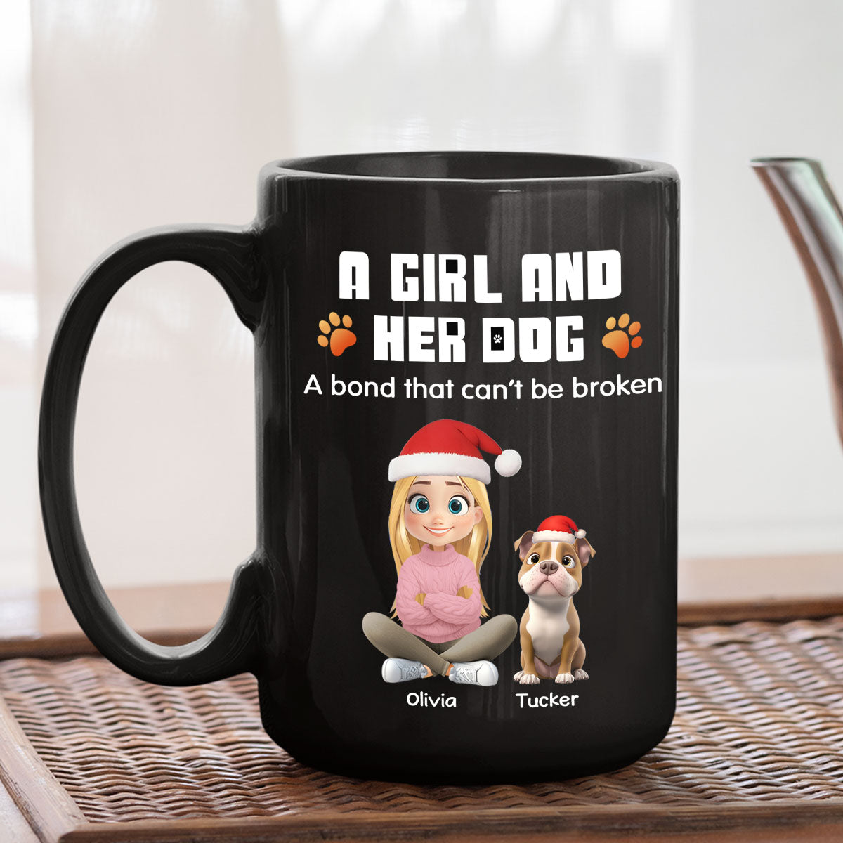 Human And Their Dog Cartoon Christmas - Personalized Custom Coffee Mug