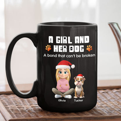 Human And Their Dog Cartoon Christmas - Personalized Custom Coffee Mug