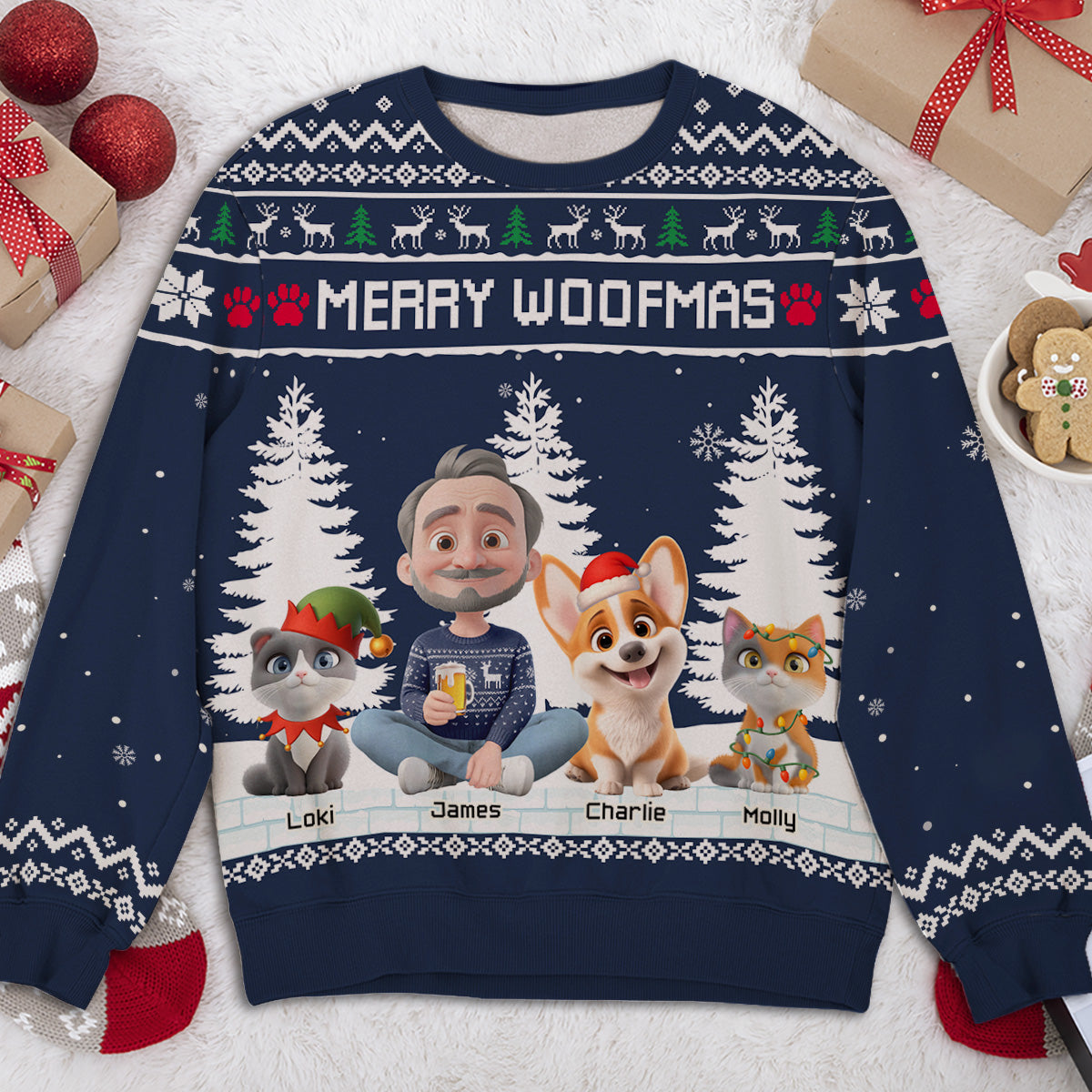 Merry Christmas To My Mom Dad Cartoon - Personalized Custom All-Over-Print Sweatshirt
