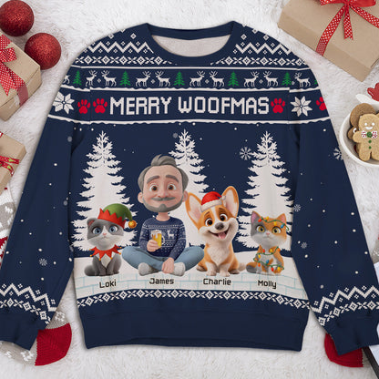 Merry Christmas To My Mom Dad Cartoon - Personalized Custom All-Over-Print Sweatshirt